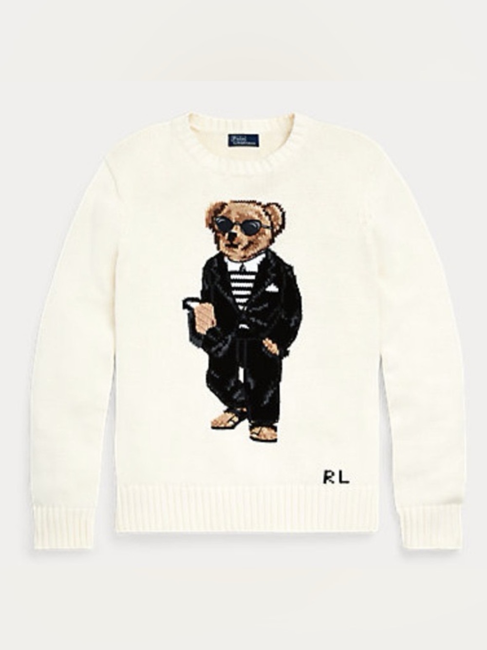 Ralph Lauren Cream Polo Bear Crewneck Sweater